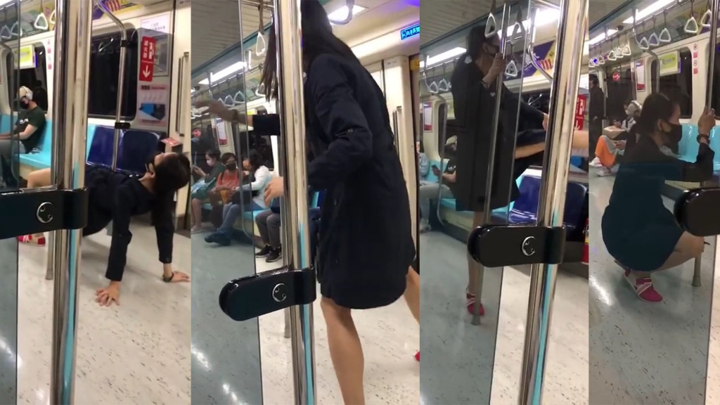 短裙俏婦捷運車廂內腿開開　忘情甩臀上下晃網喊「大法濕」