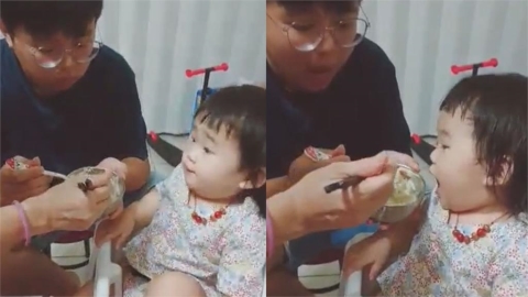 薑是老的辣!阿嬤見孫女不乖乖吃麵 用「神手速」成功哄騙入口