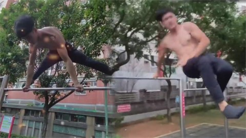 地心引力抓不住你!鮮肉拉單槓「花式轉圈」炫技 網狂讚:真人版泰山