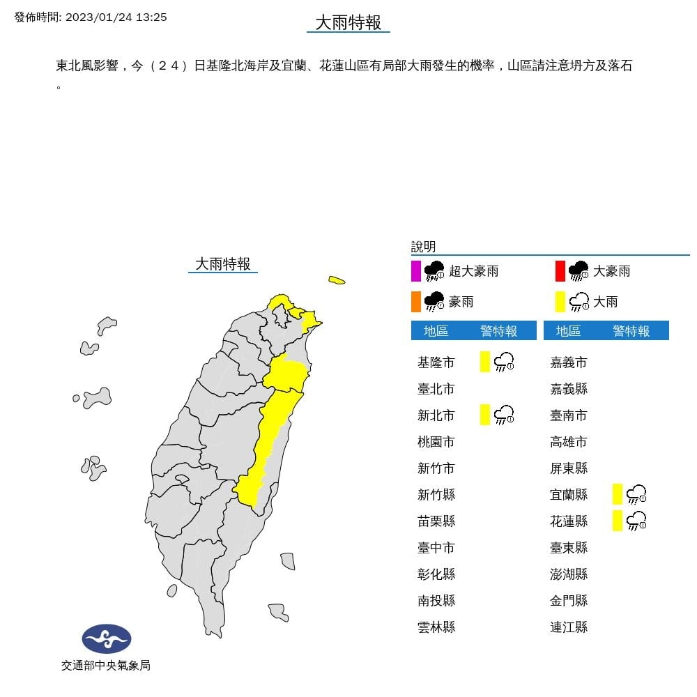 快新聞／雨區擴大！寒流＋東北風來襲　這4縣市大雨特報