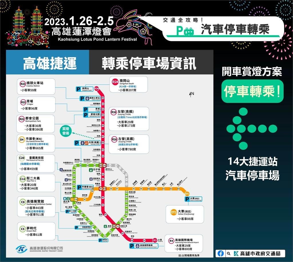 高雄蓮潭燈會燈會今晚點燈!看超萌「ㄇㄚˊ幾兔」別開車 最佳交通方式一次掌握