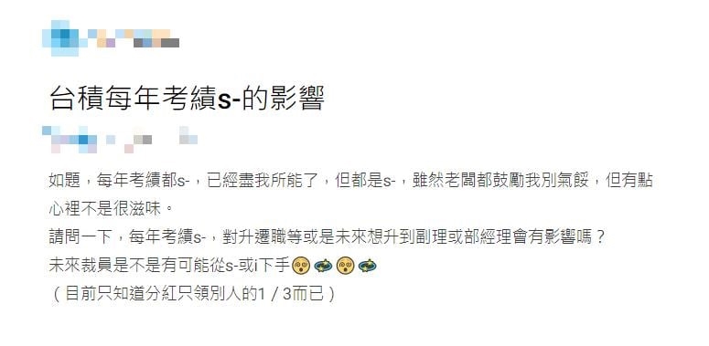 台積電男「每年考績都S-」曝分紅只領這數字　網點1跡象：在逼你走了