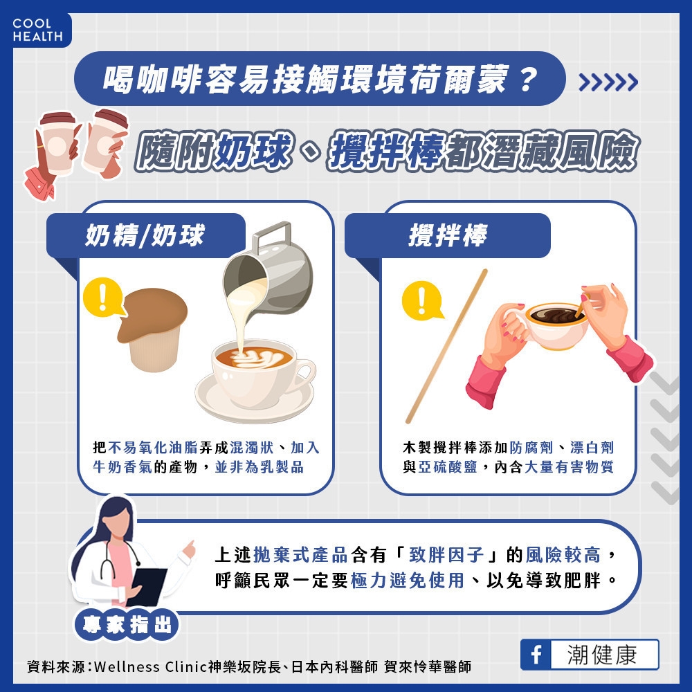 拋棄式產品含致胖因子風險高! 日專家警告:奶球、攪拌棒都別拿