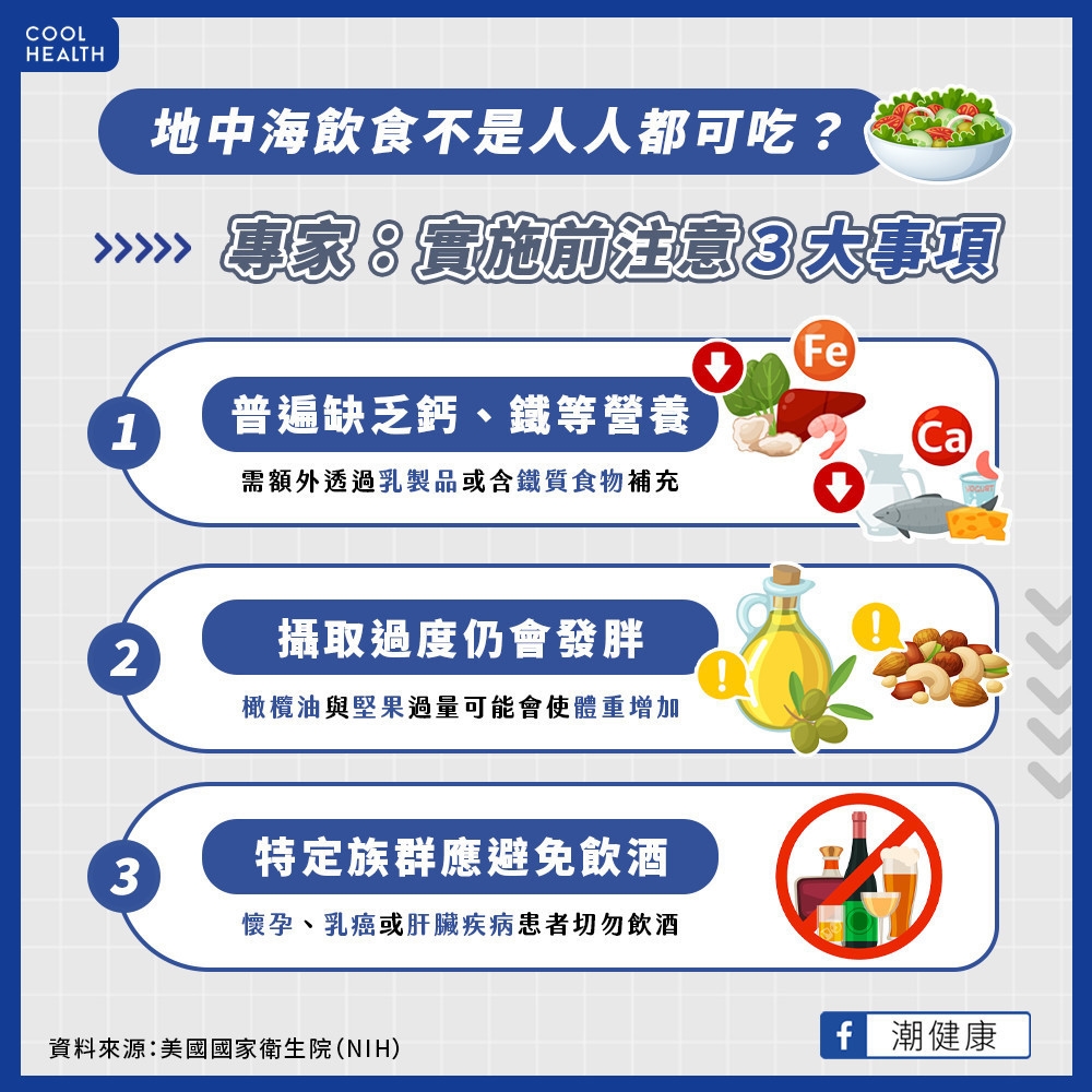 地中海飲食不是人人都能吃？  長期實施者小心「2營養」攝取不足