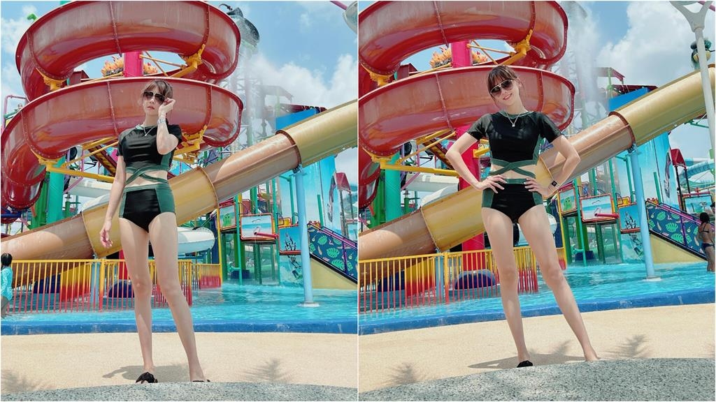 嚴立婷高衩泳衣「上下全失守」!一轉身炸出「微笑線」萬人瘋看:比腿還狂