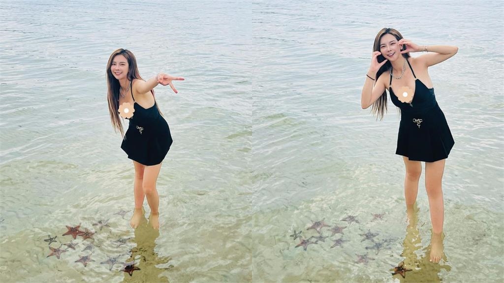 奎丁低胸洋裝現蹤越南海邊！見海星驚喊「好大」8萬網歪樓：紙包不住火