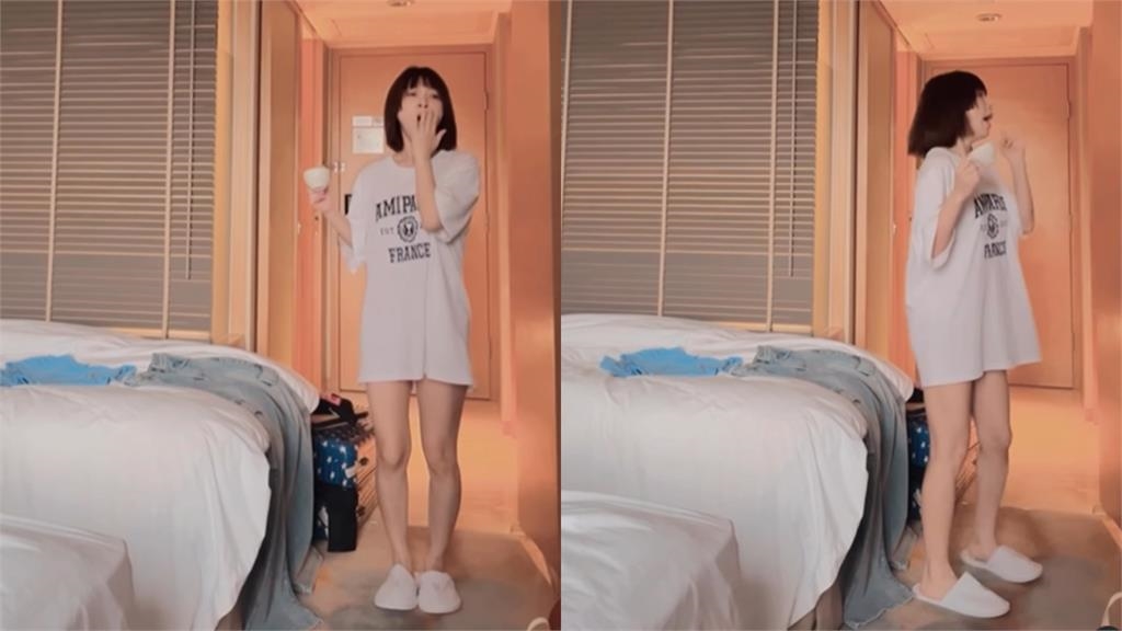 溫妮飯店更衣6秒片遭瘋傳！0防備「裸腿睡衣」床上彈跳…網低吼：好厲害
