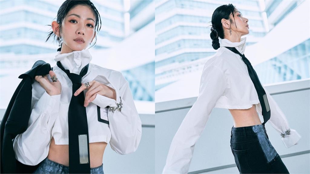 李千娜激短襯衫「霹靂辣蜜蜂腰」快著涼!0贅肉體態4千網驚呼:快斷了