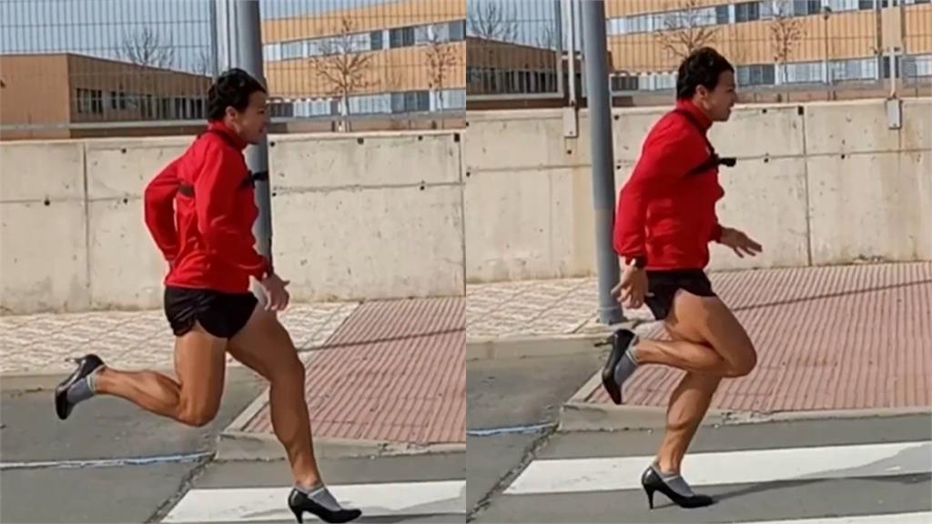 糖尿病男「穿高跟鞋跑百米」!僅花12.82秒破紀錄「超狂畫面」曝光