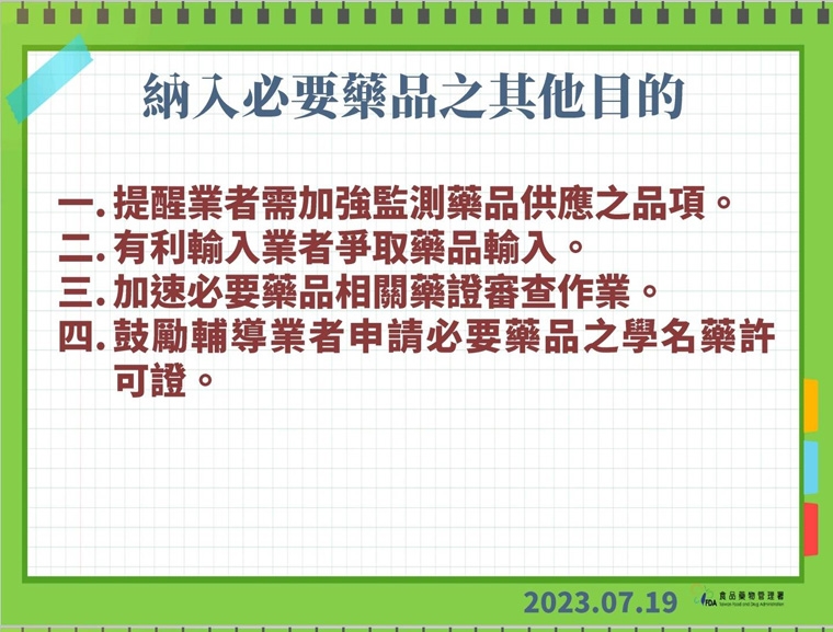 食藥署擴大「必要藥品清單」近百項藥品 抗感染類最多