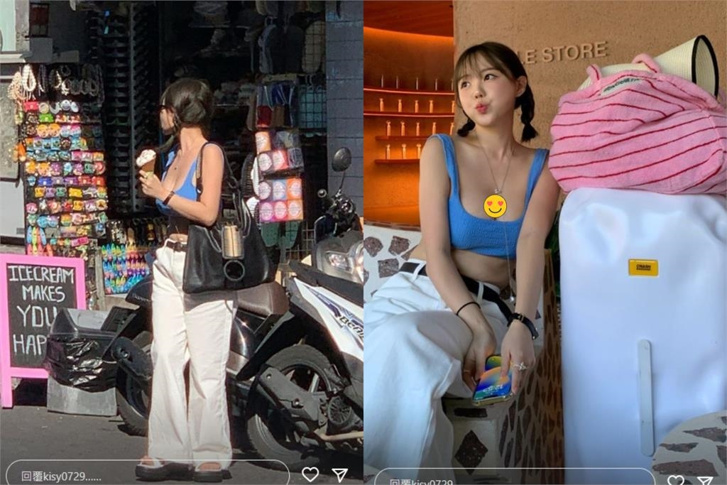 「死庫水辣妹」大口舔冰淇淋!比基尼太小「內餡全溢出」18秒片網暴動