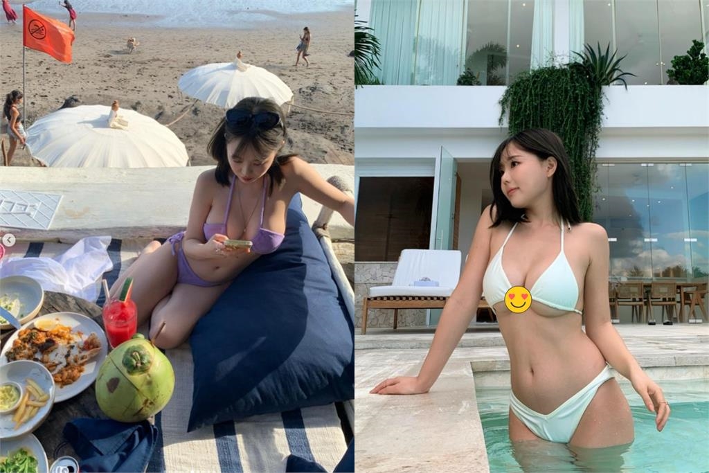 「死庫水辣妹」大口舔冰淇淋!比基尼太小「內餡全溢出」18秒片網暴動