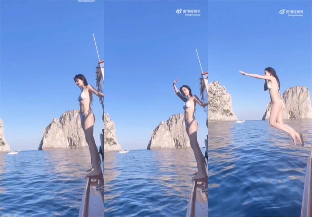 單身大解放!Angelababy「全白跳海」洩春光 火辣片網震撼:窒息了