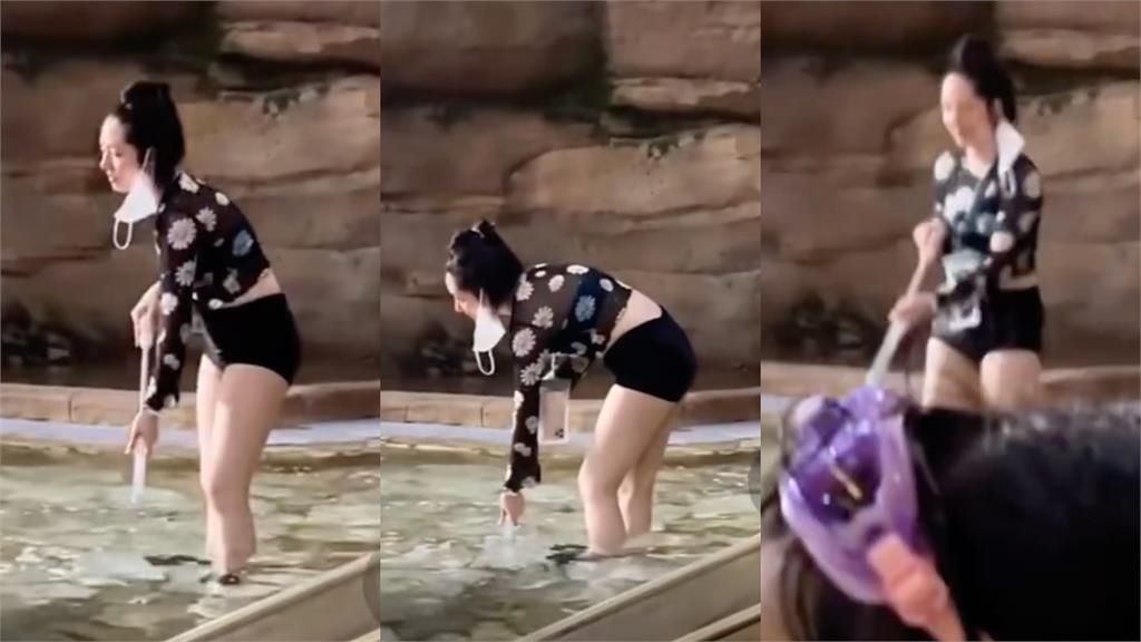 野生郭碧婷「濕身泳裝」被捕捉!彎腰潑水「真實體態大穿幫」網驚:這2寶媽?