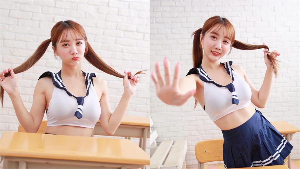 小珍奶穿「緊身水手服」化身純欲學生妹!1動作直逼「危險地帶」