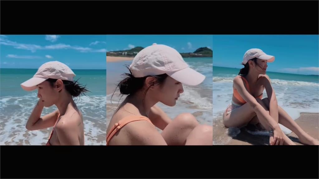 王淨沙灘泳裝「肩帶失蹤」驚險12秒流出!「光溜嫩肌」5萬粉猛瞧:過分了