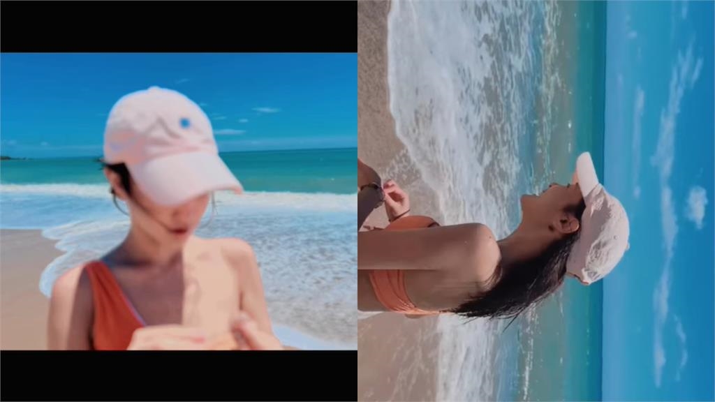 王淨沙灘泳裝「肩帶失蹤」驚險12秒流出!「光溜嫩肌」5萬粉猛瞧:過分了