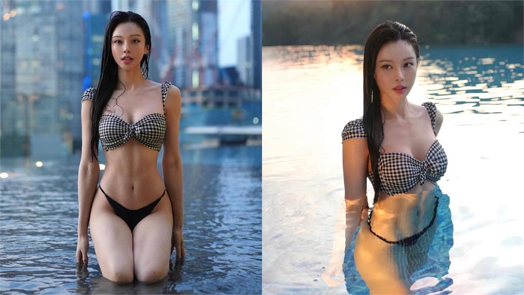 鋼琴女神「濕身跪地」雪肌全洩！比基尼關不住「仙境絕景」網秒暈：我沒了