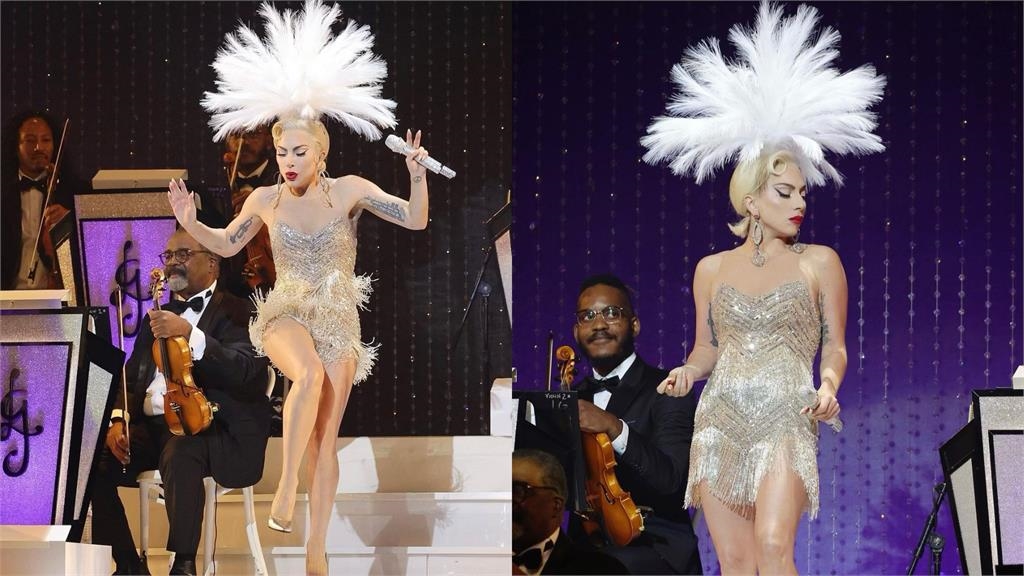 女神卡卡亮片禮服大翻車！登台彈跳嗨唱慘變「巨大化毽子」…網傻：什麼衣服