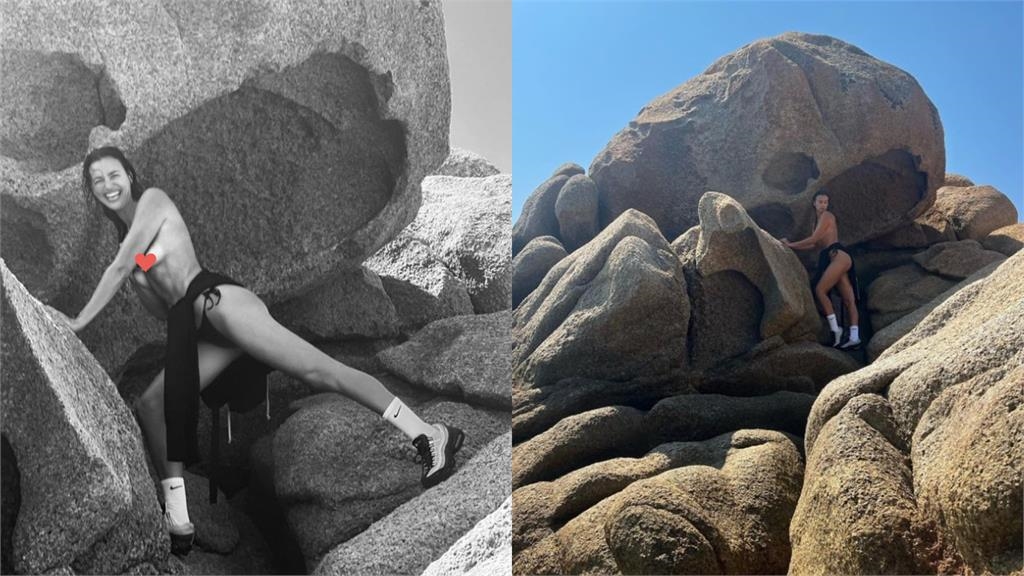 C羅辣模前女友「光溜攀岩」回歸自然!破尺度「上衣失蹤」震撼45萬粉