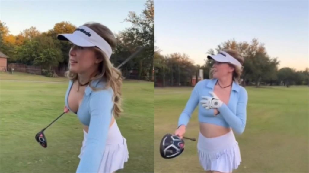 高爾夫正妹追車狂奔「上身大噴裝」出事故!上身好料「失速滑出」網嗨:看到了