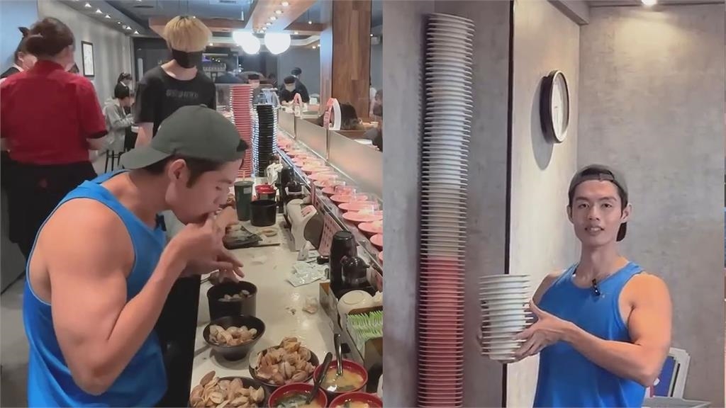 超狂大胃王50分鐘嗑166盤淡菜　「盤子堆超過天花板」破店家紀錄