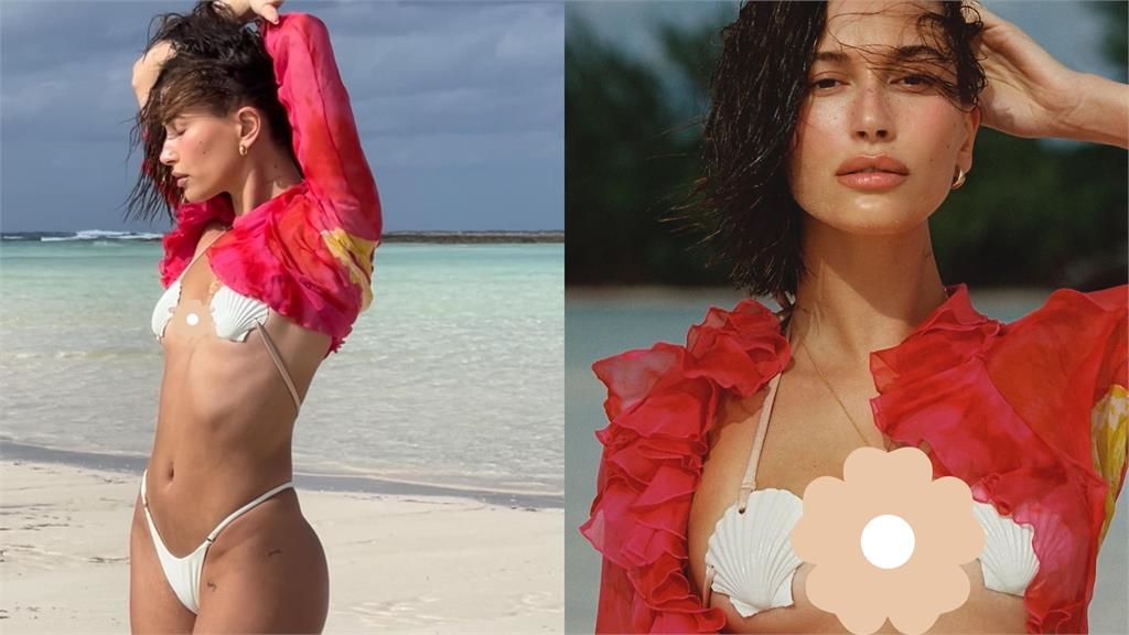 小賈斯汀辣妻「貝殼比基尼」破尺度!高舉雙手大破防…逼出PR99身形