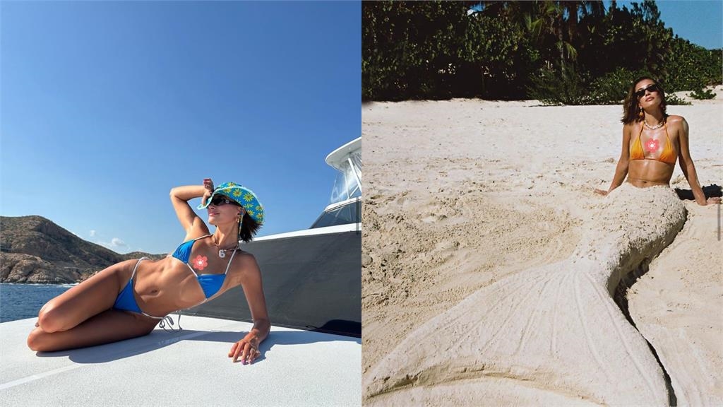 小賈斯汀辣妻「貝殼比基尼」破尺度!高舉雙手大破防…逼出PR99身形