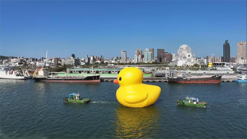 快新聞/黃色小鴨雙鴨KISS超浪漫畫面曝! 陳其邁又變「陳3歲」狂吹呱呱呱配樂