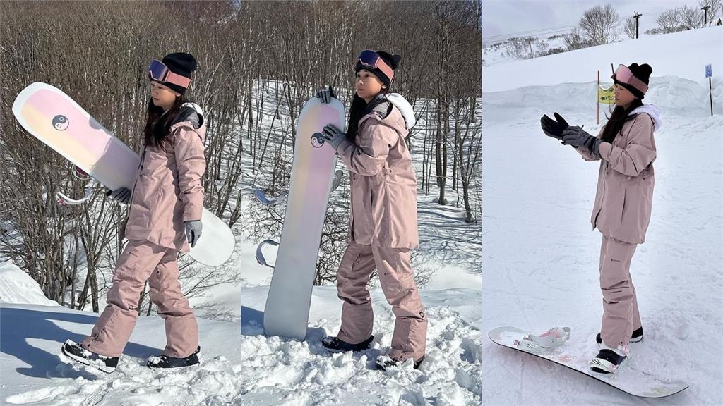 好愛Snow!李晶晶滑雪「Pink穿搭」太少女 超流暢「凌空Jump」震撼網
