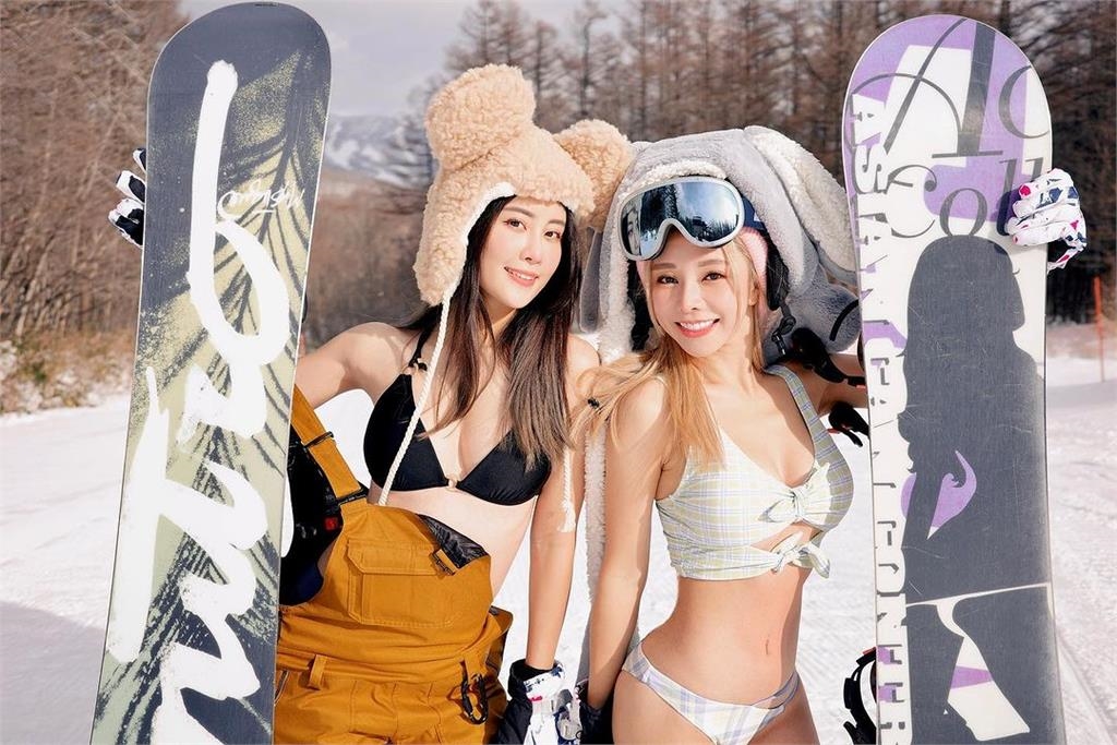 巫苡萱化身「最兇雪兔」!單穿比基尼「雪中彈跳」360度轉圈好料全看光