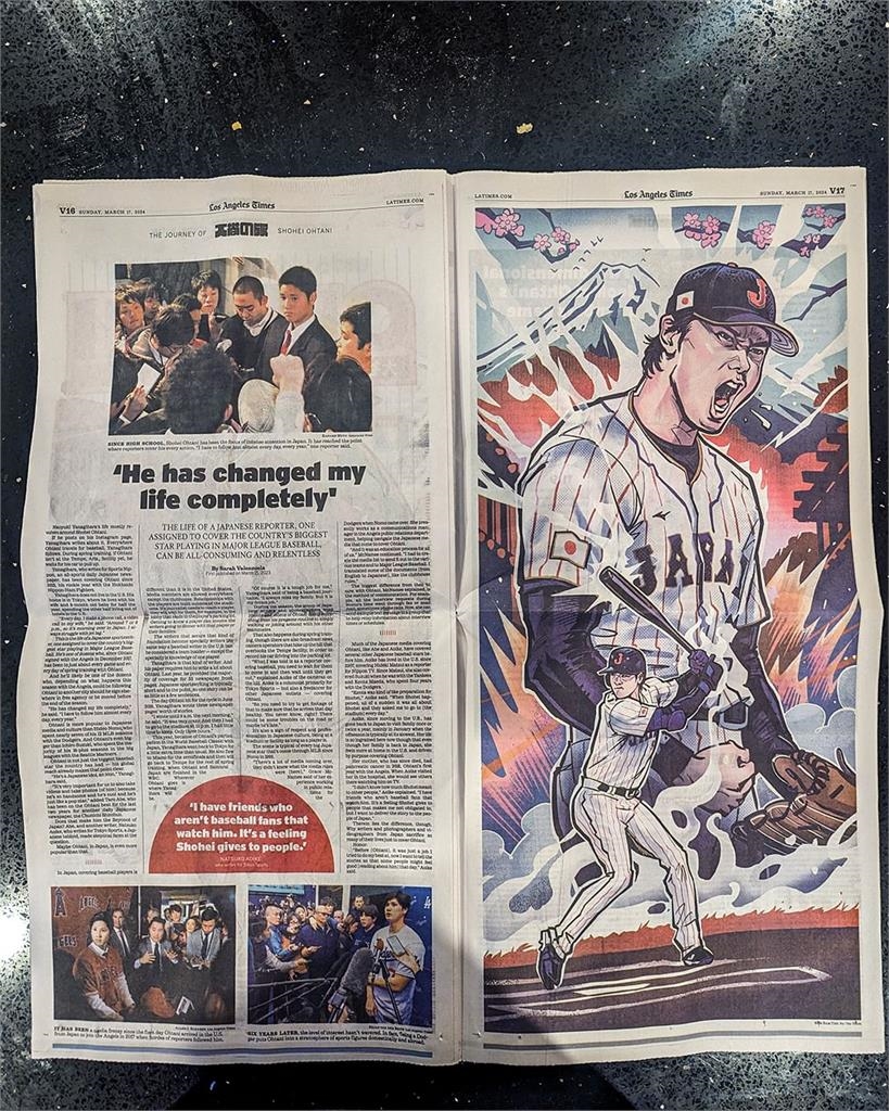 超帥大谷畫作登上洛杉磯時報專欄 插畫家BAM成台灣之光