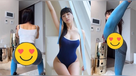 童顏女神深蹲「蹦出極品雙C」！瑜伽褲卡死「抬腿秒看光」網震撼：這是…
