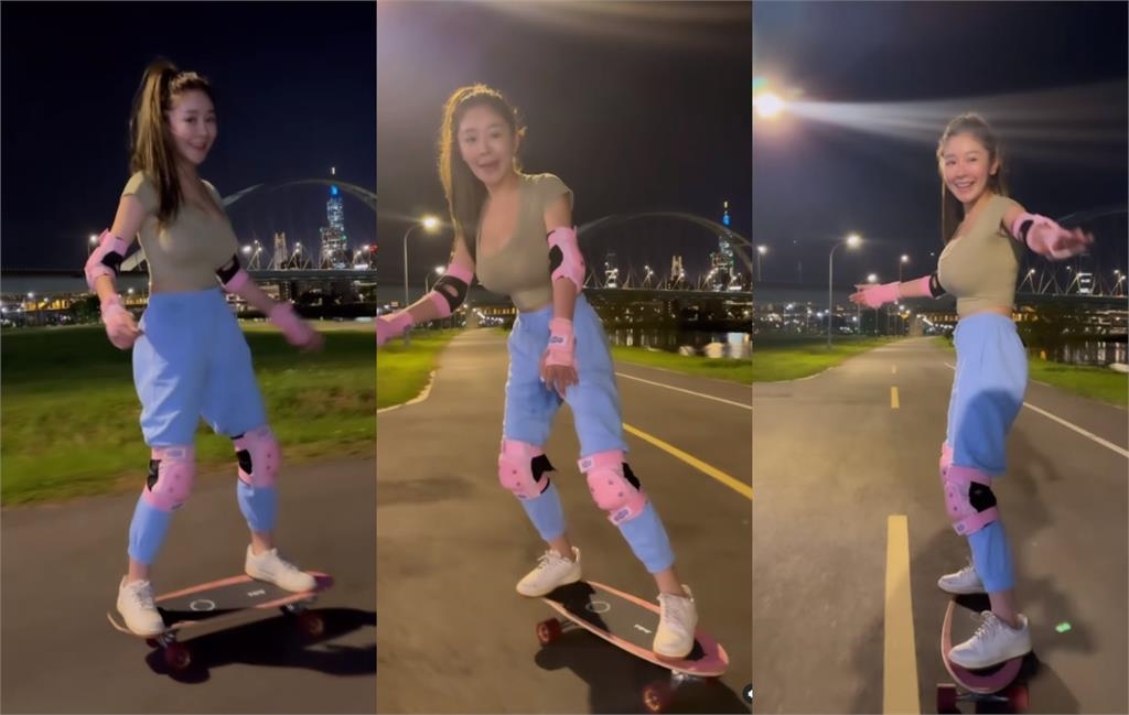護理女神「深夜猛獸出閘」狂晃!玩滑板「超頻震動11秒」網暈:重心好穩…