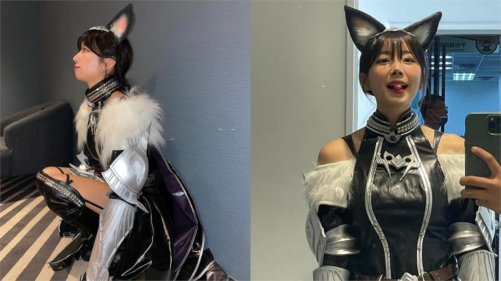 安芝儇Cosplay「暗黑小野貓」！累倒沙發「猛抬100公分美腿」洩絕對領域