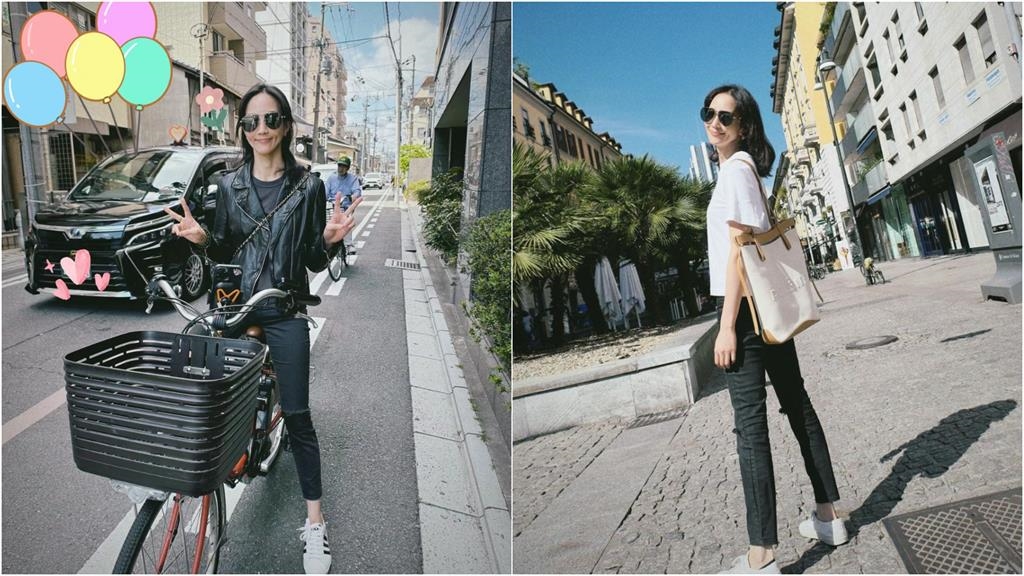 「皮衣單車妹」辣洩逆天長腿!竟是41歲張鈞甯「一回眸」粉嗨:戀愛了