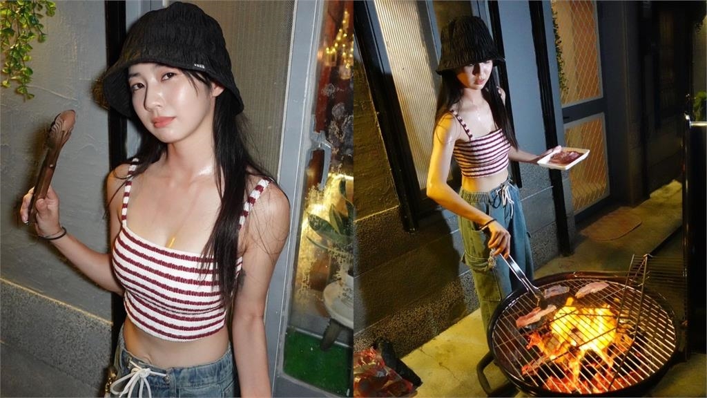 慈妹烤肉端出一大盤!小背心擋不住「香汗狂流」網看傻:好可口…