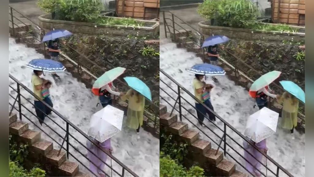 大雨！台鐵猴硐=三貂嶺因落石誤點　黃金博物館「樓梯成瀑布」