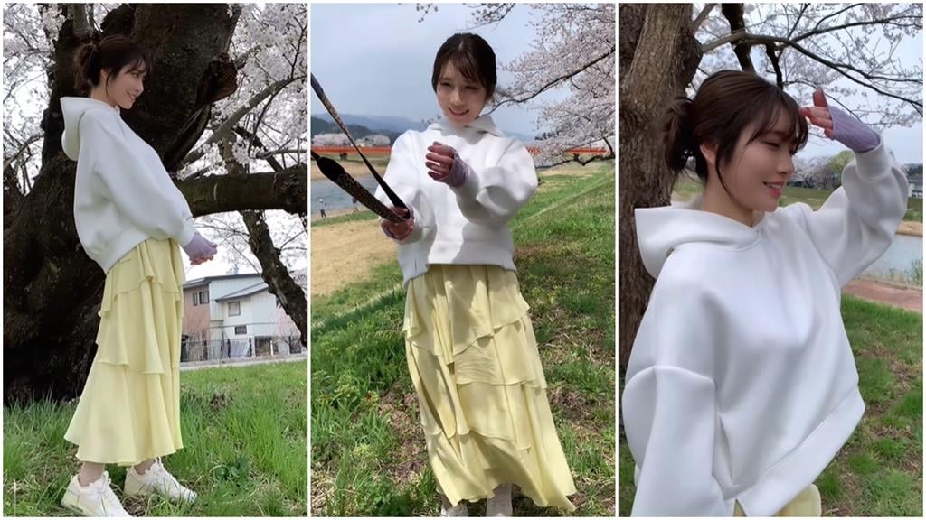 賞櫻妹子「帽T內藏巨物」竟是野生河北彩伽!3萬網全看跪:大感謝