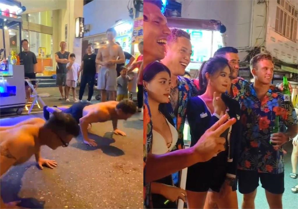 快新聞／現身墾丁大街！澳洲消防猛男「大玩伏地挺身」　比基尼辣妹嗨翻