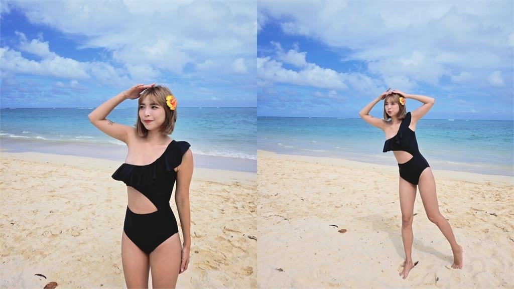 夏威夷海灘「金髮妹」竟是阿圓！激辣泳裝驚洩「身體1變化」網看呆：好明顯