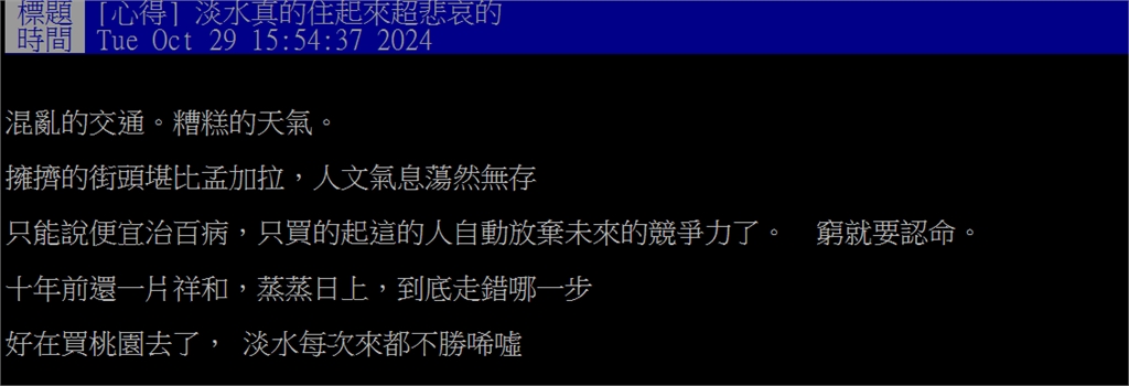 他酸淡水「天氣糟+交通塞」堪比孟加拉!內行人打臉推爆「1區域」