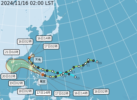 快新聞/天兔減弱到「最輕度颱風」強降雨往南擴展 5縣市發布豪大雨特報