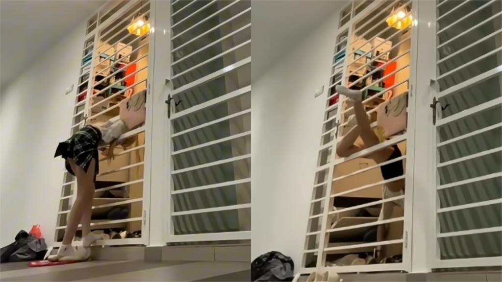 真腰瘦！大馬妹子外出「忘帶鑰匙」遭門反鎖…「化身蛇女」鑽縫畫面全被拍