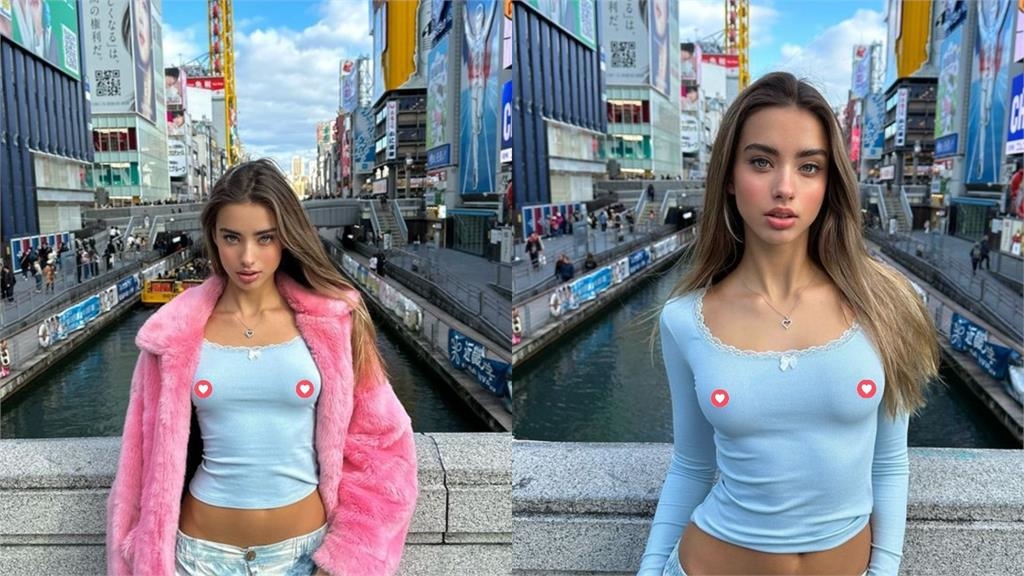 烏克蘭神顏模特「無罩」在大阪趴趴走！辣翻全網連奈良鹿都偷襲舔肚臍