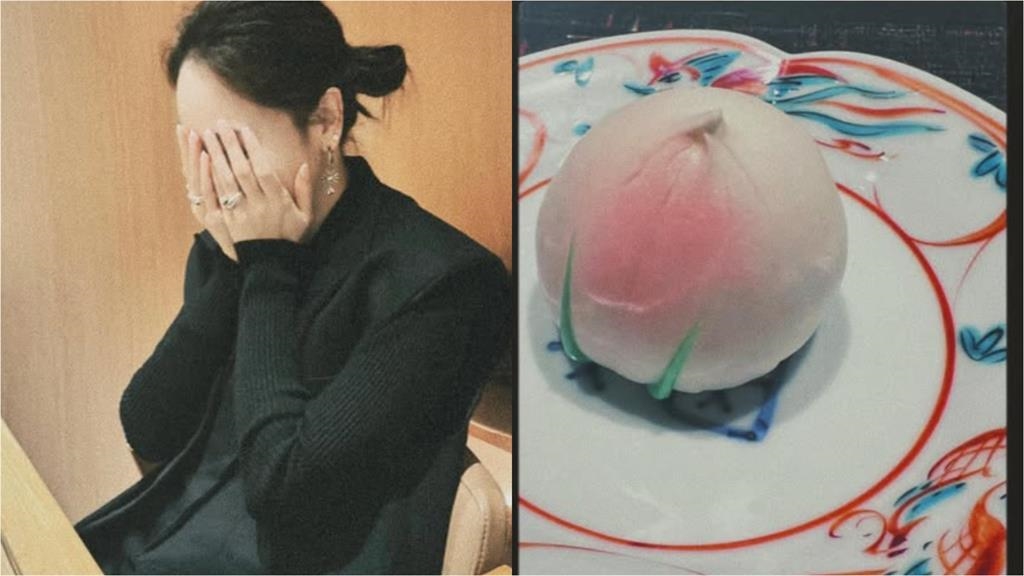 餐廳摀臉「羞澀阿姨」竟是侯佩岑!鏡頭一轉「超大粉嫩蜜桃」整顆入鏡