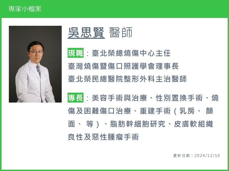 燒燙傷口怕留疤 醫:持續使用矽膠照護產品是關鍵