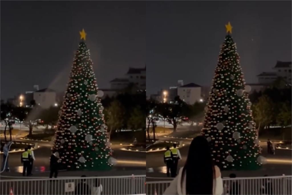 高雄耶誕樹突冒白煙!網見「發爐」全歪樓:耶誕老人顯靈了