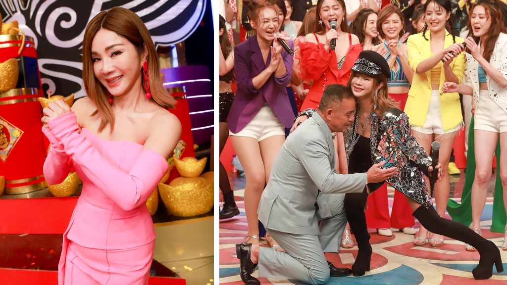 天后陳美鳳玩開了！大膽「低胸彎腰」幫龍天翔呼呼