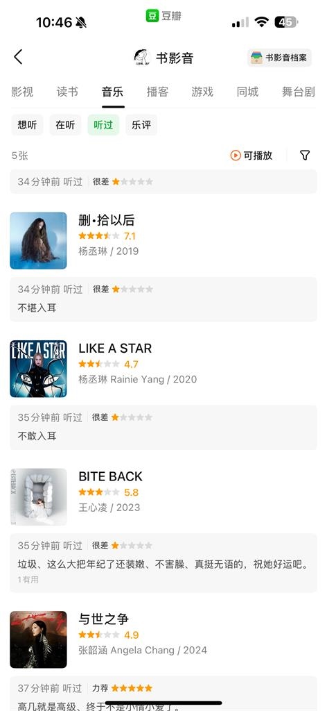 張韶涵新專輯個位數差評！粉絲怒出奧步「狂灌5顆星」嗨喊：超越蔡依林